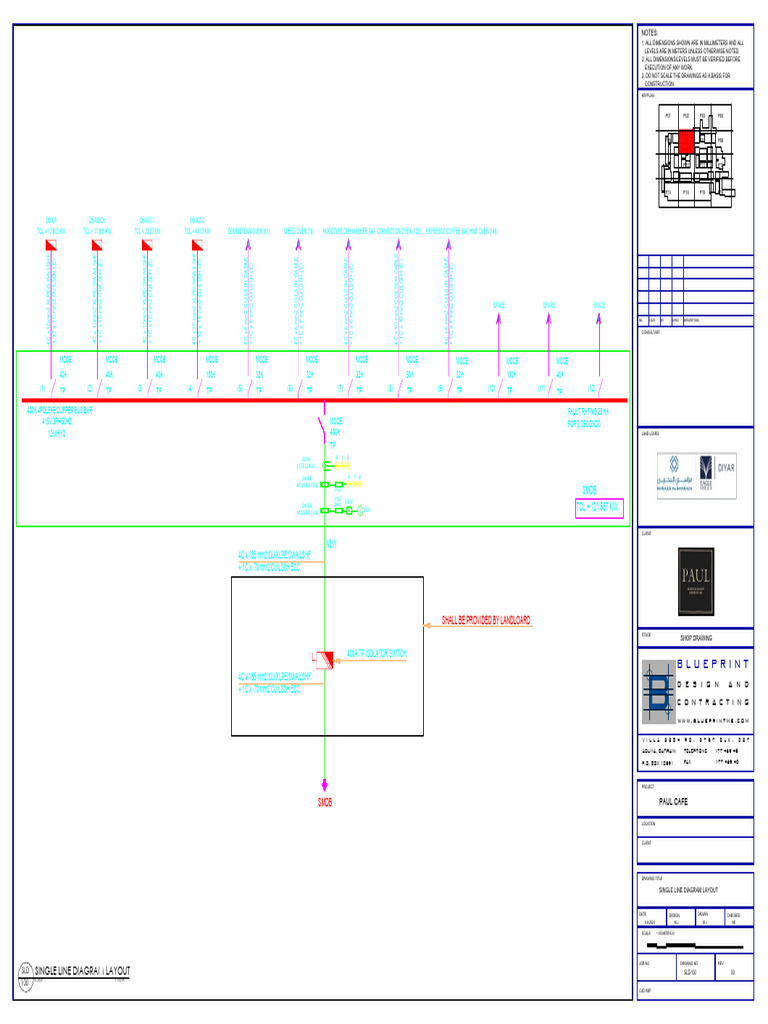 Paul Cafe@Marassi Galleria Bahrain SD Mep Single Line Diagram Layout R ...