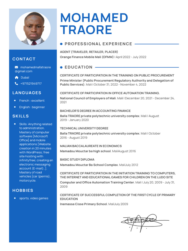 CV Mohamed TRAORE - Signé | PDF