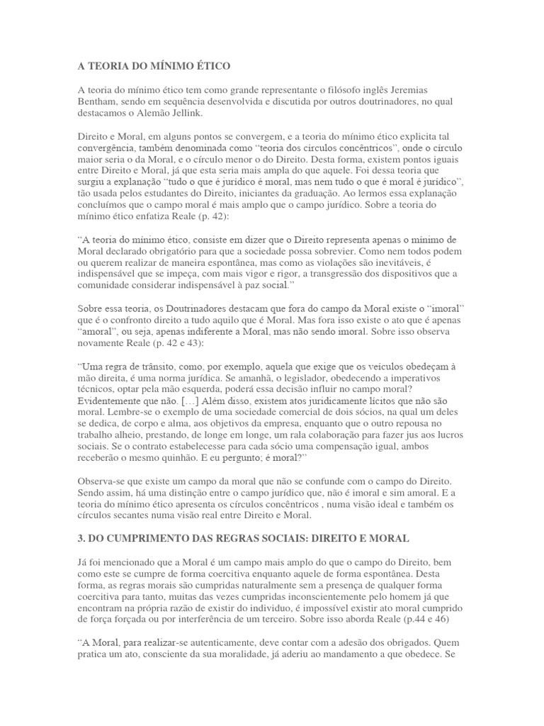A TEORIA DO MÍNIMO ÉTICO - Direito e Moral | PDF | Moralidade | Teoria