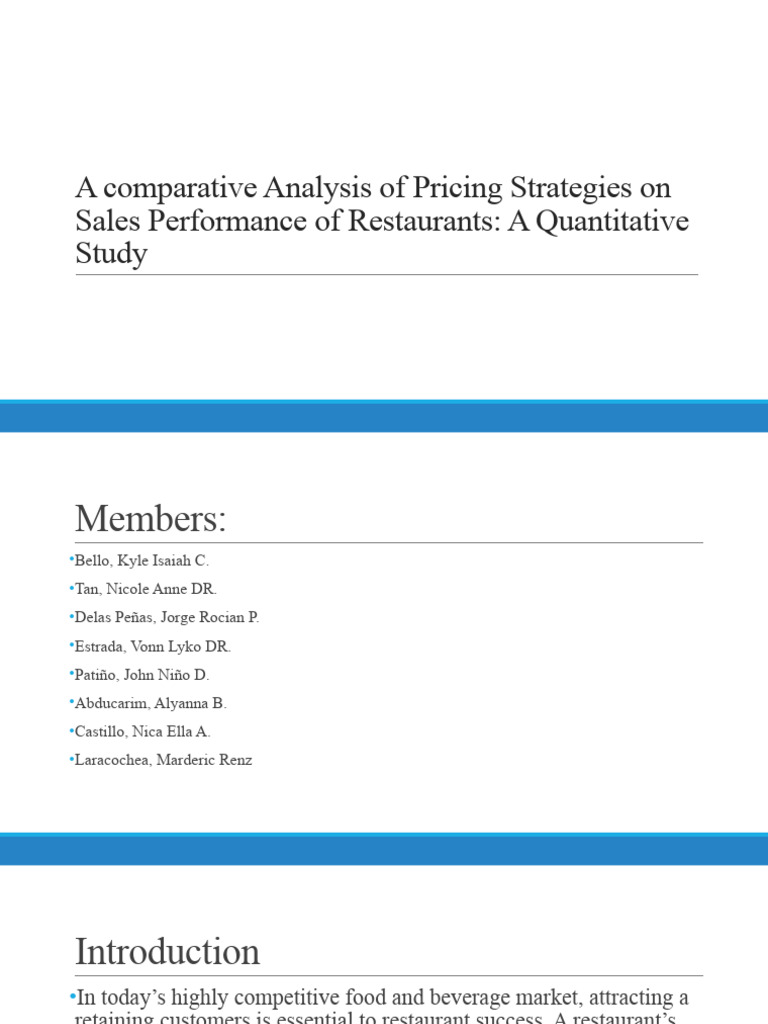 A Comparative Analysis of Pricing Strategies On Sales | PDF | Pricing ...