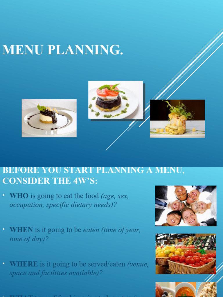 Chap 2 Menu Planning | PDF | Menu | Meal