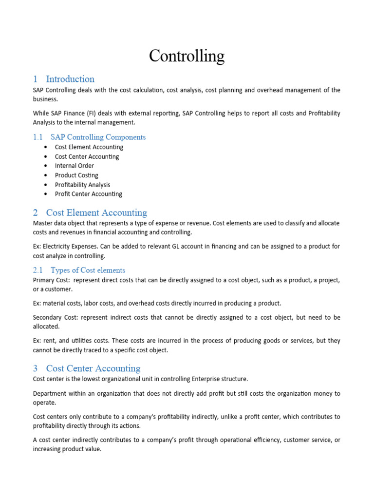 Cost Centers PDF Cost Business