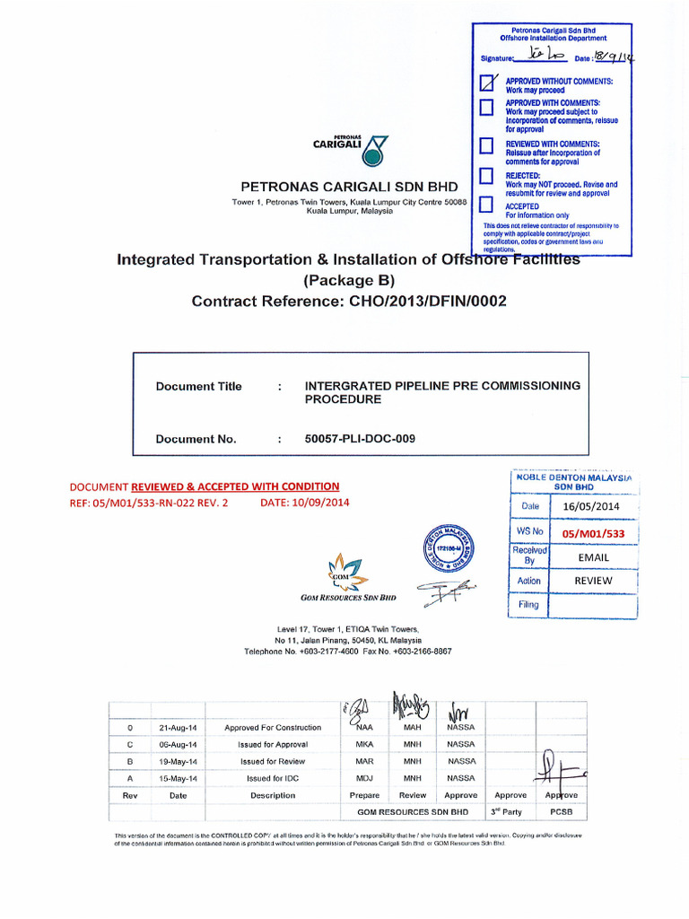 Pipeline Precomm Procedure | PDF