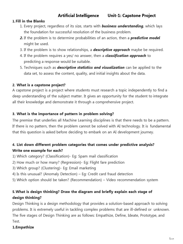 Artificial Intelligence Grade 12 Notes-Capstone Project CBSE Skill ...