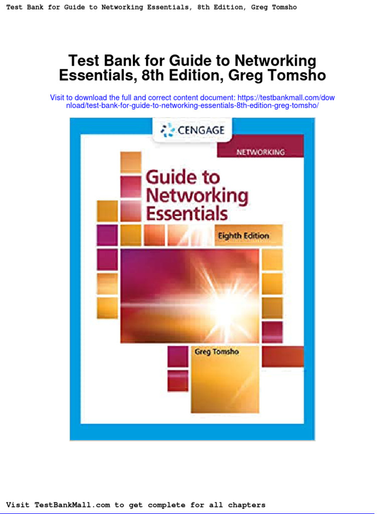 Test Bank For Guide To Networking Essentials 8th Edition Greg Tomsho