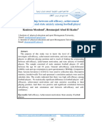 The Relationship Between Self-Efficacy Achievement Motivation and State Anxiety Among Football Players