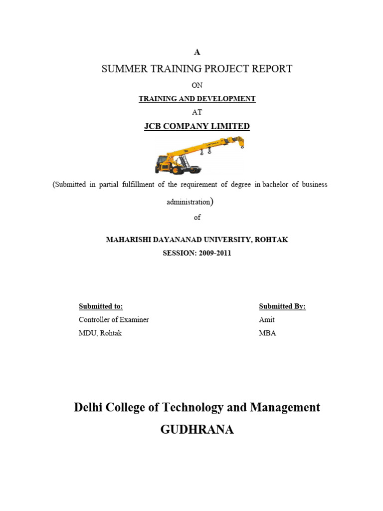 Amit JCB Project Report Final With Objectives | PDF | Survey ...