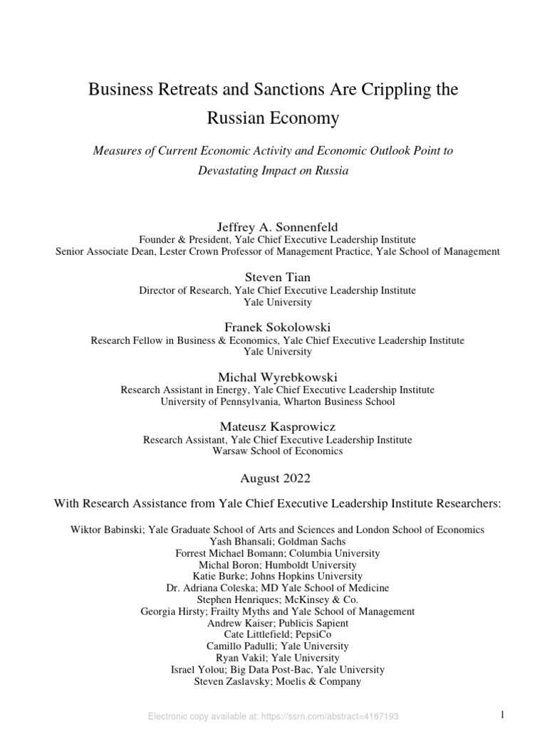 Impact of Sanctions on Russian Economy | PDF | Russia | World Politics