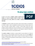 FEMICIDIOS en Córdoba Analisis A 10 Años