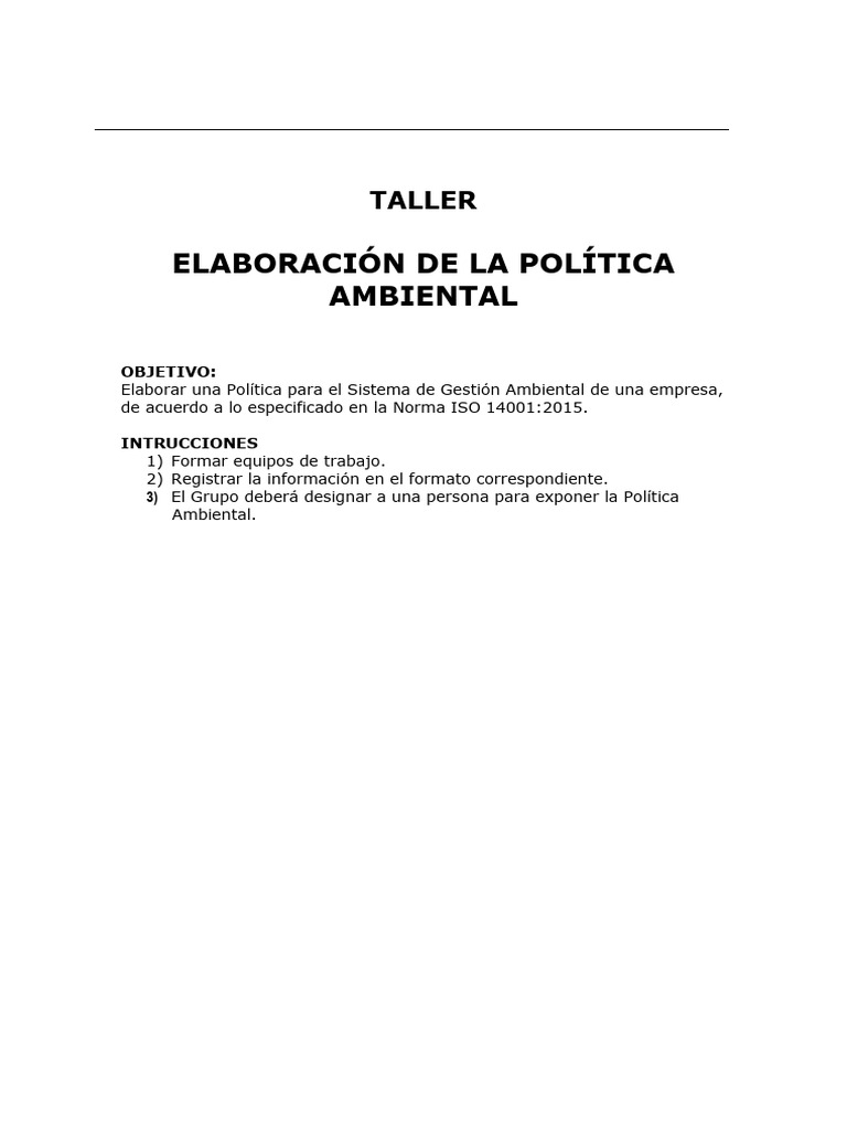 Elaboración de La Política Ambiental | PDF | Business | Entorno natural