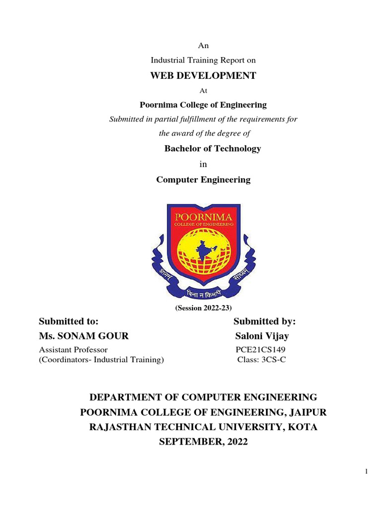 Industrial Training Report: Web Development | PDF | World Wide Web ...