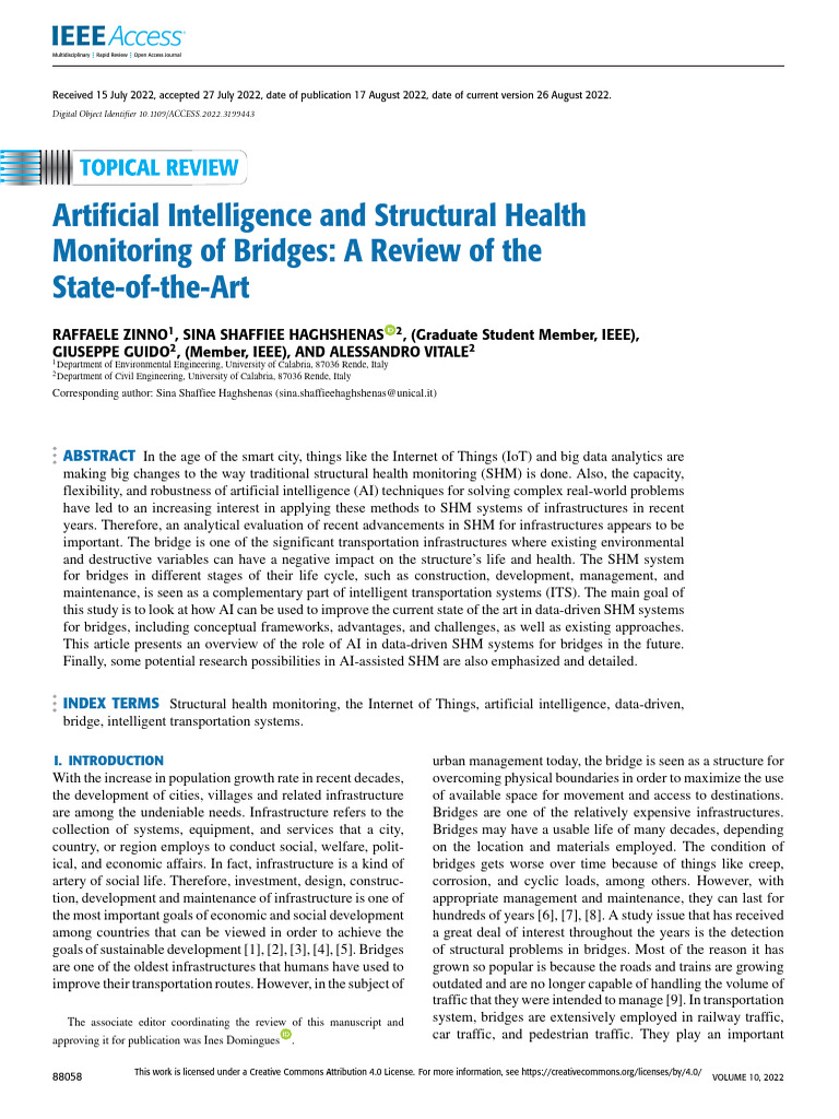 Artificial Intelligence and Structural Health Monitoring of Bridges A ...