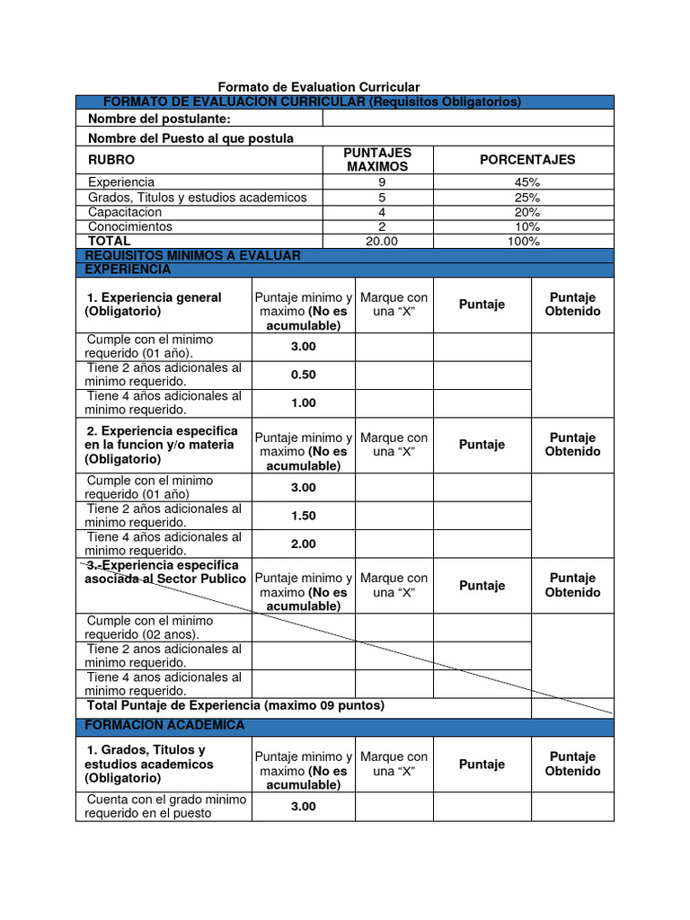 Formato de Evaluación Curricular | PDF | Crecimiento personal y ...