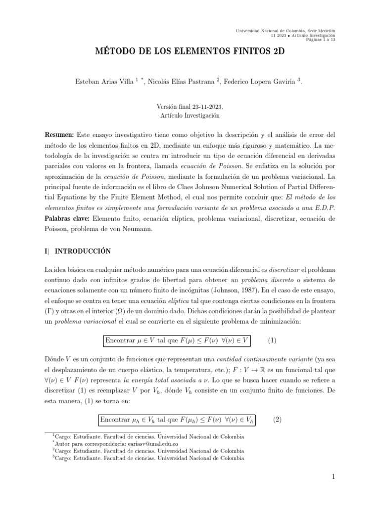 Método de Los Elementos Finitos 2D PDF Método de elementos finitos