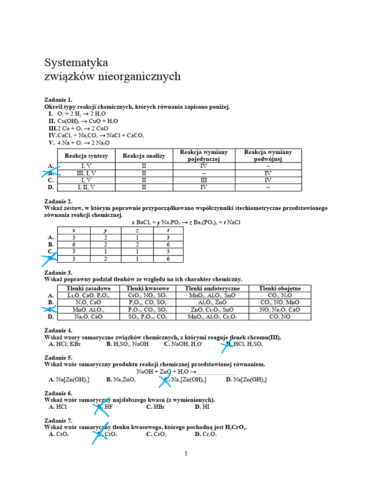 Systematyka Związków Nieorganicznych Sprawdzian Nowa Era Edited Systematyka Zwiazkow Nieorganicznych Grupa B | PDF