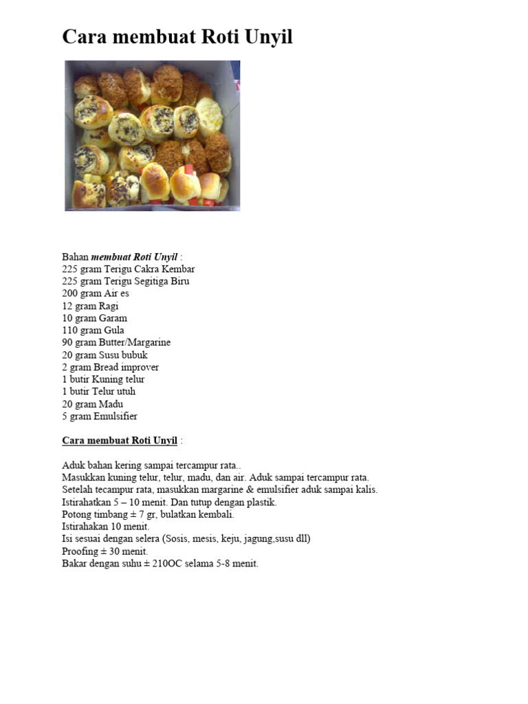 Resep Roti Unyil Praktis dan Lezat | PDF