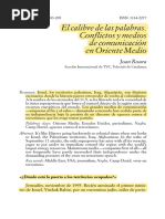 El Calibre de Las Palabras. Conflictos y Medios de Comunicación en Oriente Medio - Joan Roura