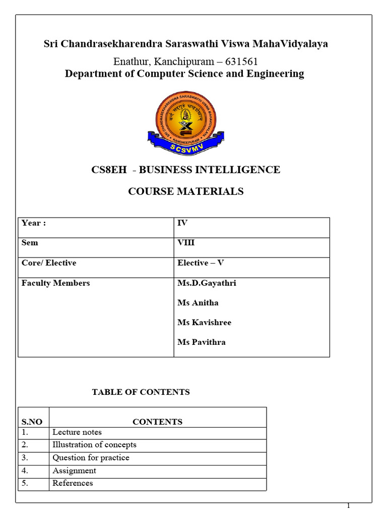 Business Intelligence Course Materials | PDF | Business Intelligence ...