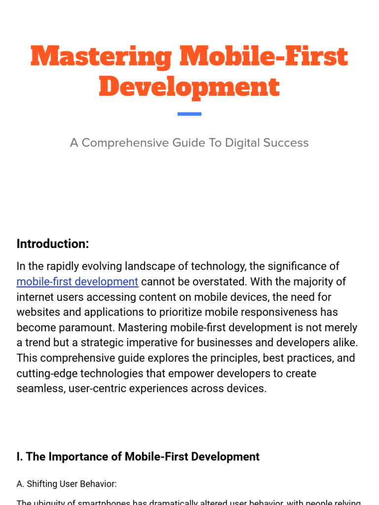 Mobile-First Development Guide | PDF | Responsive Web Design | Mobile App
