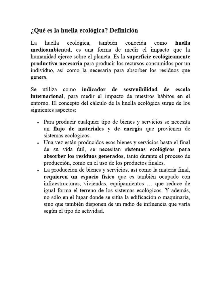Cálculo y Reducción de la Huella Ecológica | PDF | Ciencia ...