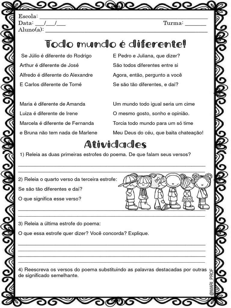 Atividade Todo Mundo É Diferente | PDF