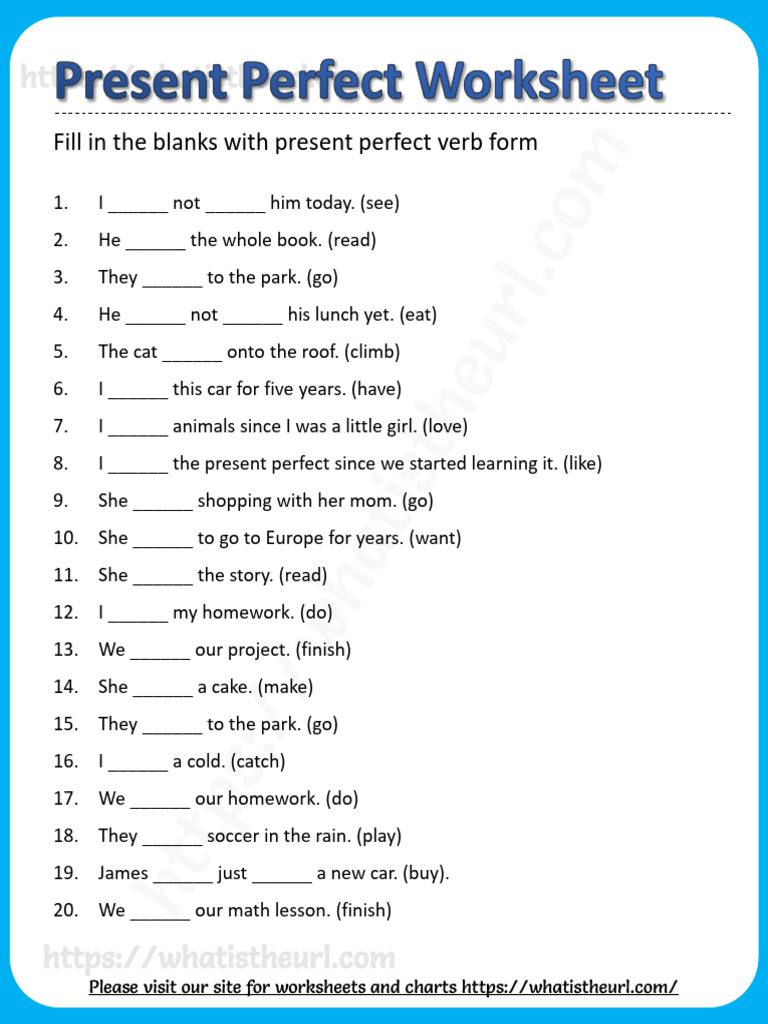 Present perfect worksheet g4 pdf