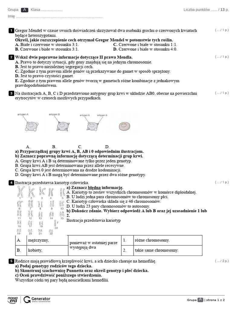 Biologia Genetyka Klasa 8 Powtórzenie