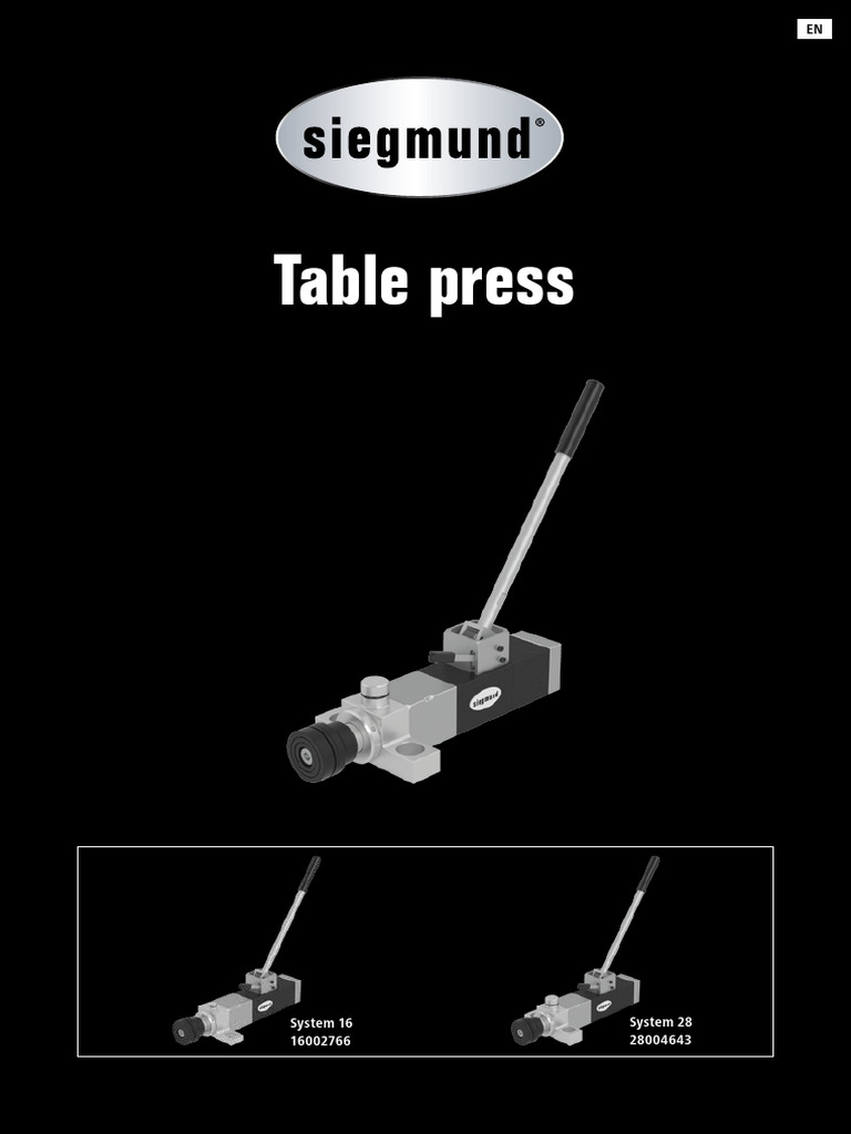 Instructions Hydraulic Table Press PDF Valve Pump
