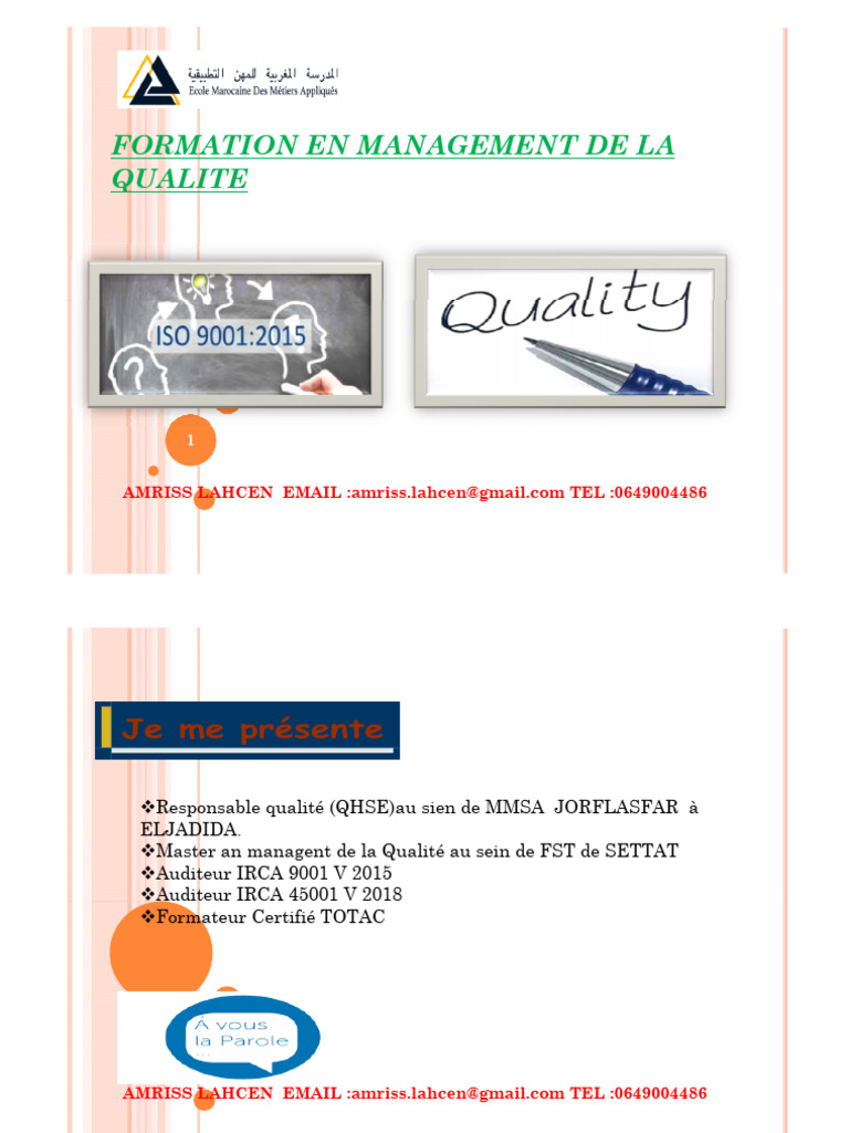 Formation en Management de la Qualité | PDF | Management de la qualité ...