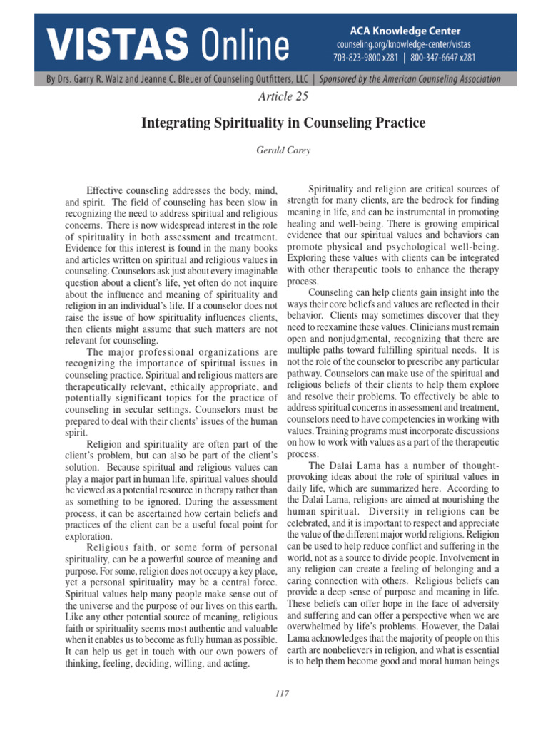 Integrating Spirituality in Counseling | PDF | Psychotherapy | Spirituality