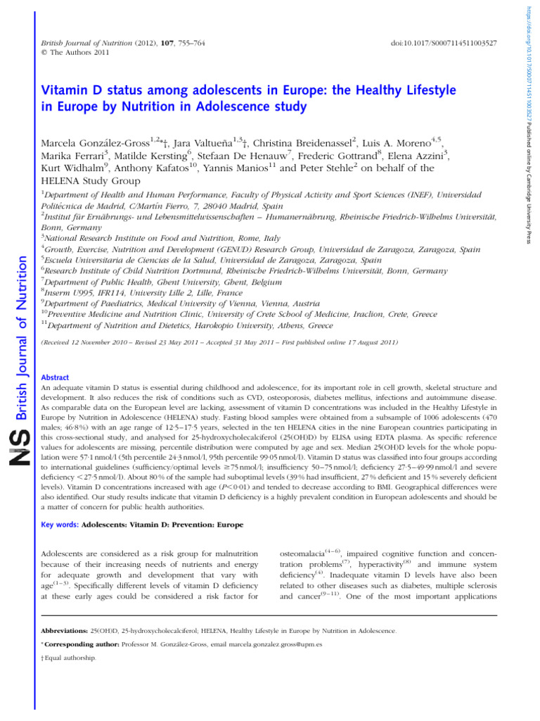 Picture Idea: Vitamin D Status Among Adolescents In Europe The Healthy Lifestyle