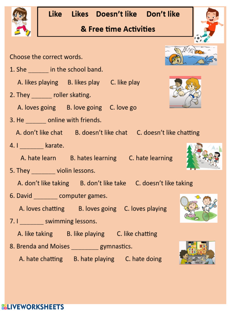 Exercice free time activities pdf