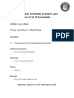 Universidad Autónoma de Nuevo León Facultad de Psicología: Ética, Sociedad Y Profesión