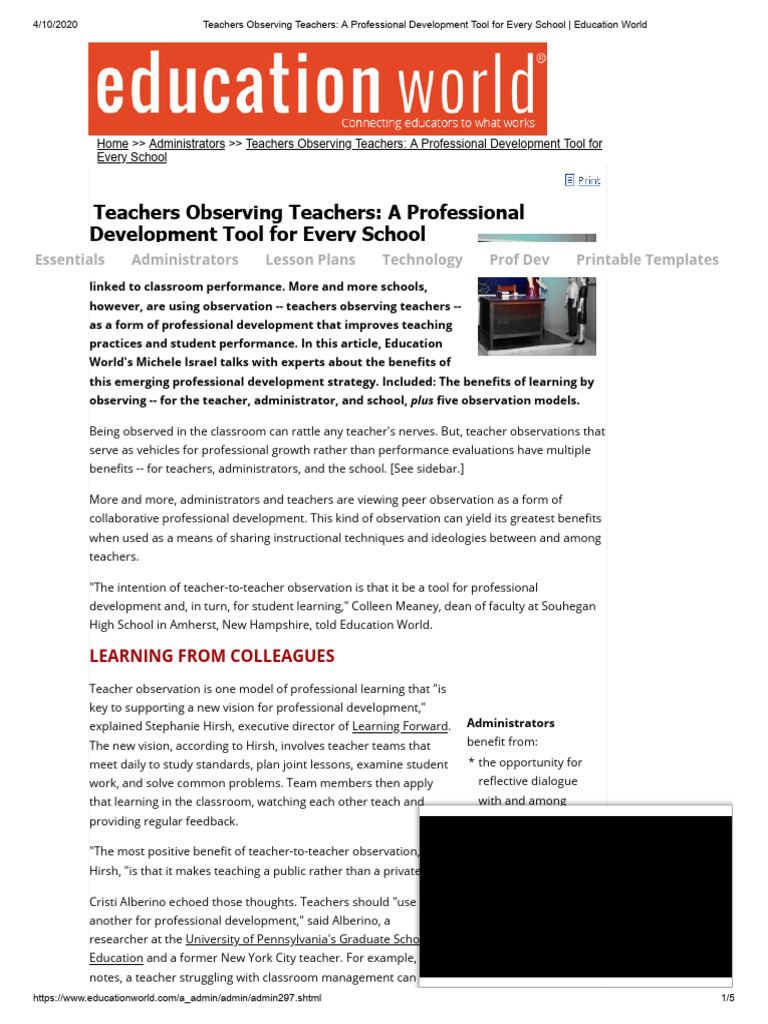 Teachers Observing Teachers A Professional Development Tool For Every