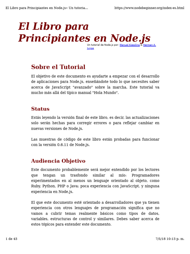 Libro Principiantes Node Js | PDF | Redes | Internet y web