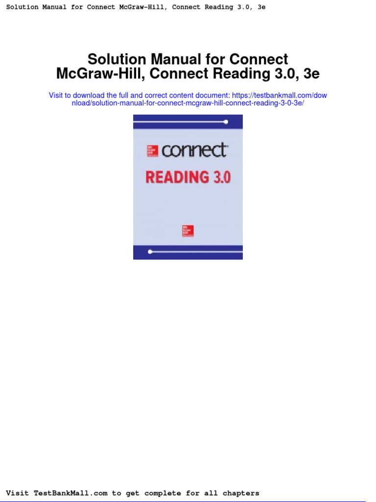 Solution Manual For Connect Mcgraw Hill Connect Reading 3 0 3e PDF