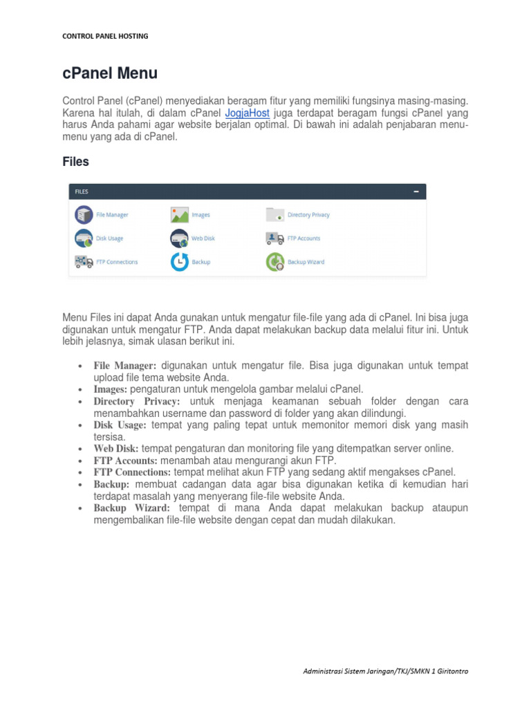 Panduan Lengkap Fitur cPanel Hosting | PDF