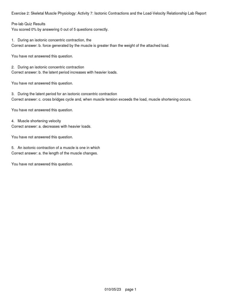 Isotonic Contractions Lab Report Analysis | PDF | Muscle Contraction ...