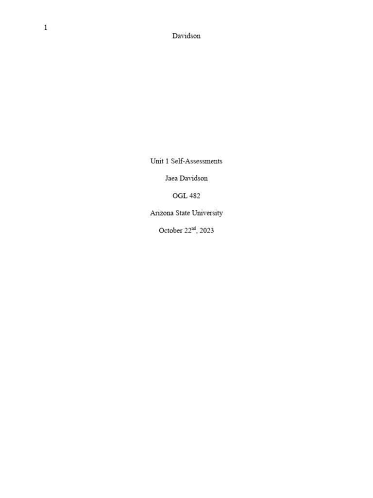 Davidson Self Assessment | PDF | Personality Type | Cognitive Science