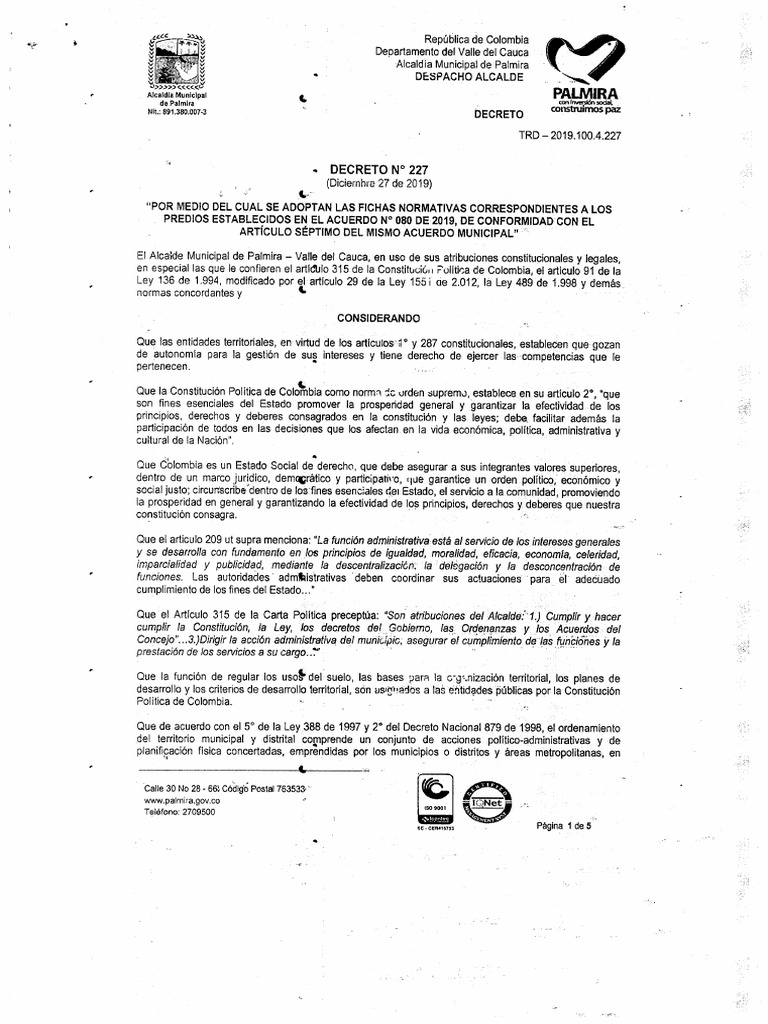 Decreto de 227 de 2019 | PDF