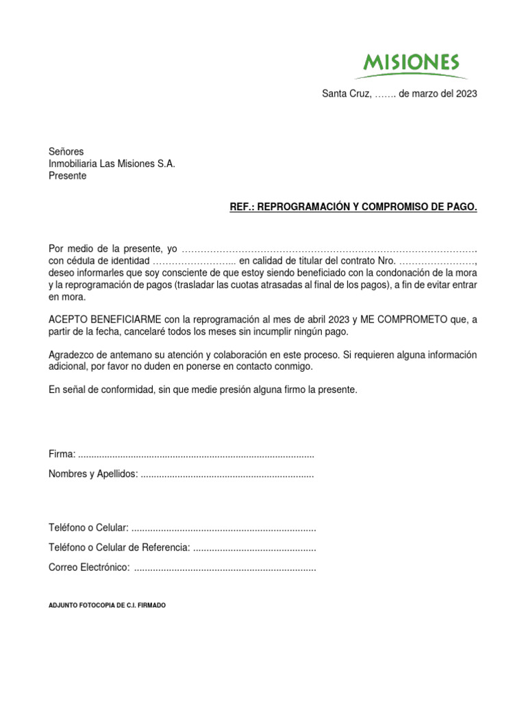 Carta Modelo PDF