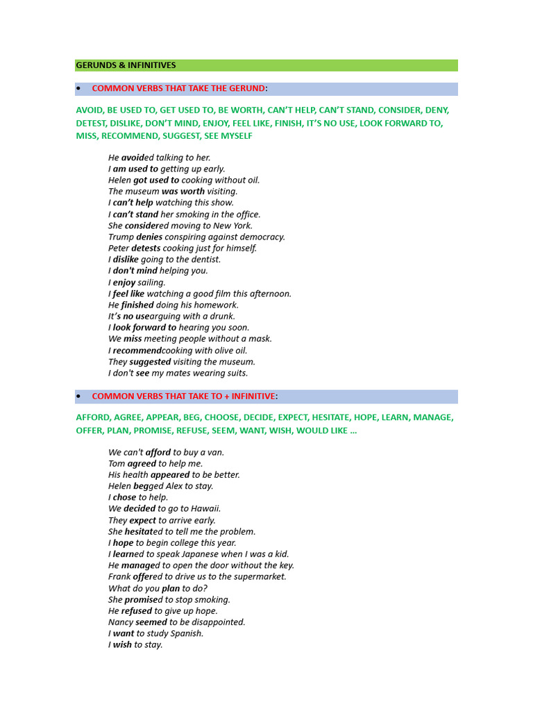 Gerunds and Infinitives 2023 | PDF | Verb | Linguistic Morphology