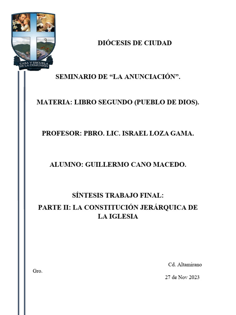 Estructura Jerárquica de la Iglesia | PDF | Iglesia Católica | obispo