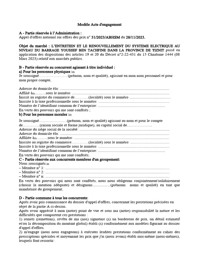 Modele Acte D'engagement | PDF | Business | Économie