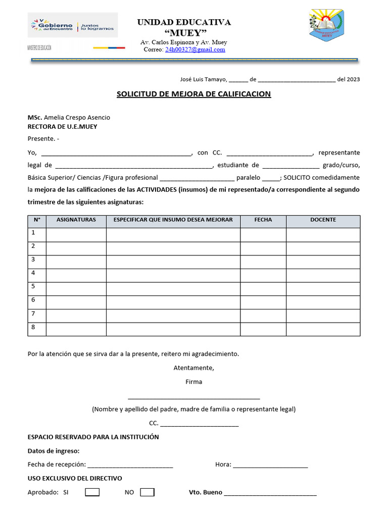 Solicitud de Mejoramiento 2023 2024 PDF