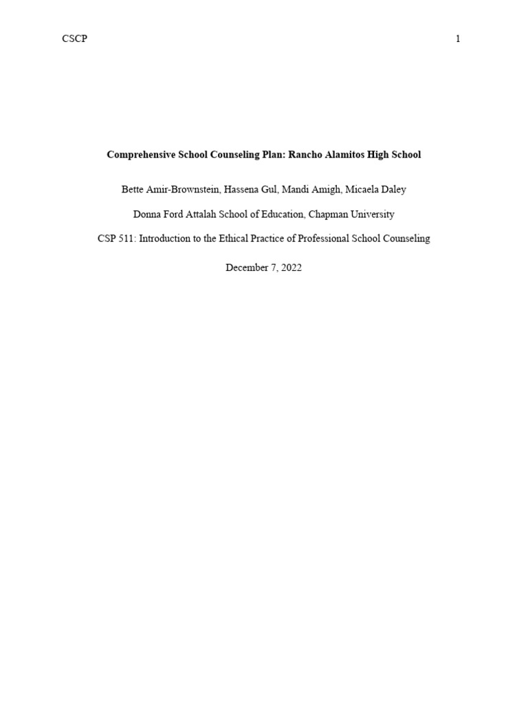 Example CSCP | PDF | School Counselor | Goal
