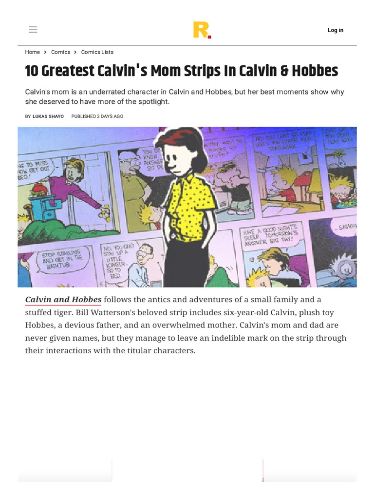 Best Calvin's Mom Strips in Calvin & Hobbes, Ranked | PDF