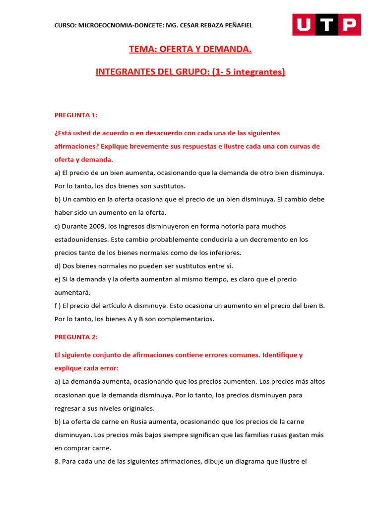 Análisis de Oferta y Demanda en Microeconomía | PDF | Oferta (economía ...