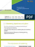 2.1 Marketing Objectives and Plans
