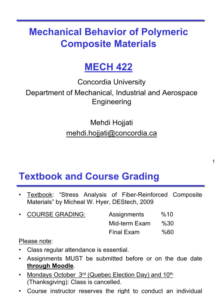 MECH 422: Composite Materials Course Guide | PDF | Composite Material ...